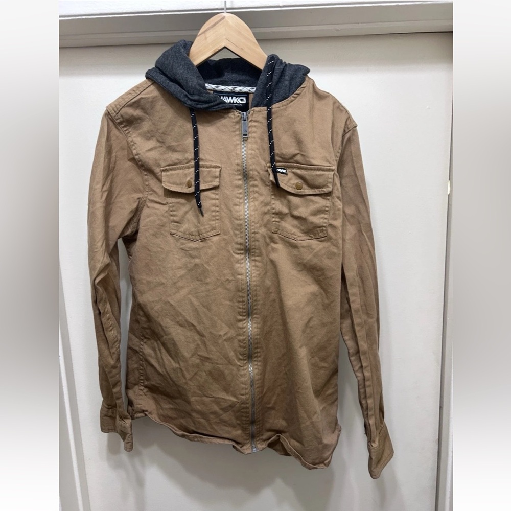 Vintage Tony Hawk Jacket Medium Brown Hoodie Long Sleeve Full Zip Skater Y2K VTG